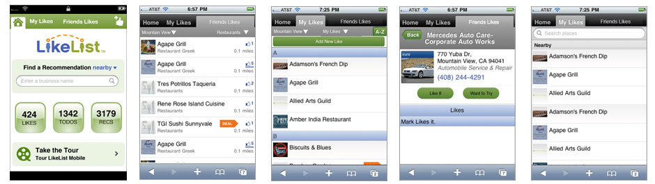 Visual Designs for LikeList iPhone App